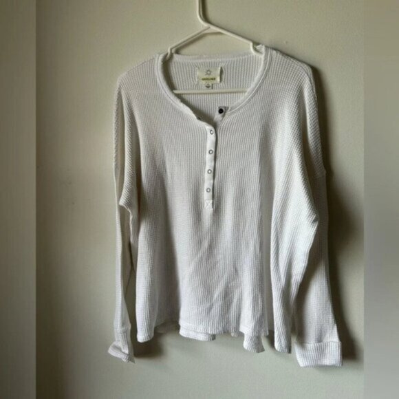 Aerie Offline White Henley Shirt - Picture 1 of 4